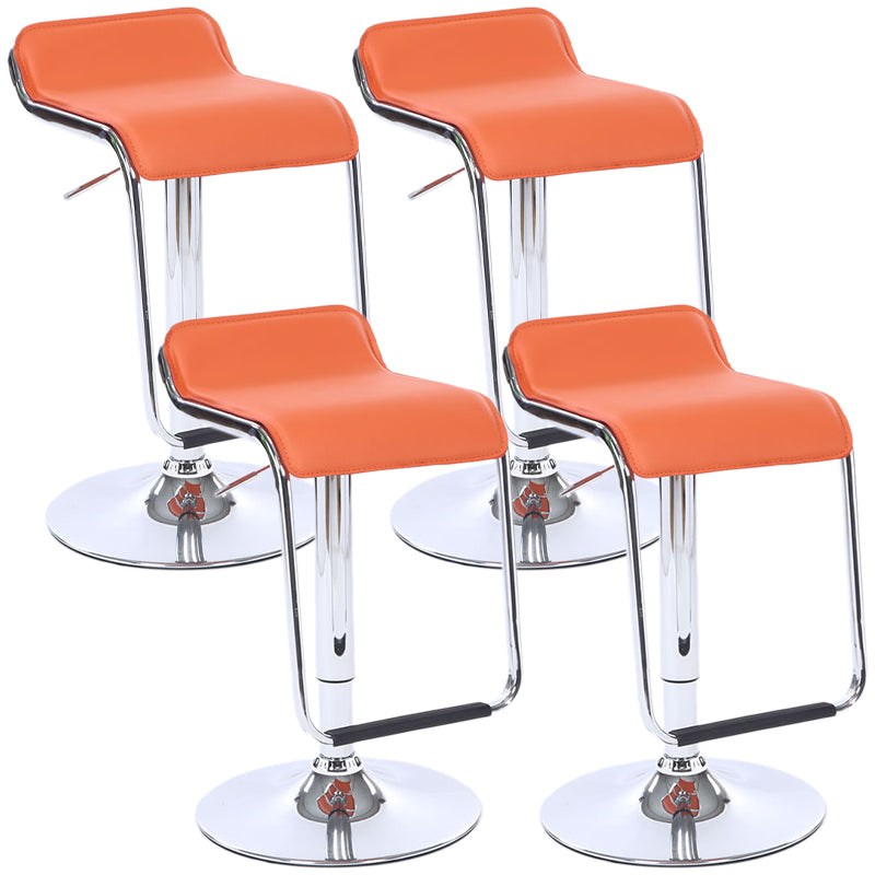 Modern Backrest Liftable Stool Steel Cashier Bar Stool with Leather Cushion and Pedal Orange 4 Piece Set Clearhalo 'Bar Furniture' 'Bar Stools' 'bar_stools' 'furn' 'furn_bar_stools' 'Furniture' 'Kitchen & Dining Furniture' 5278174