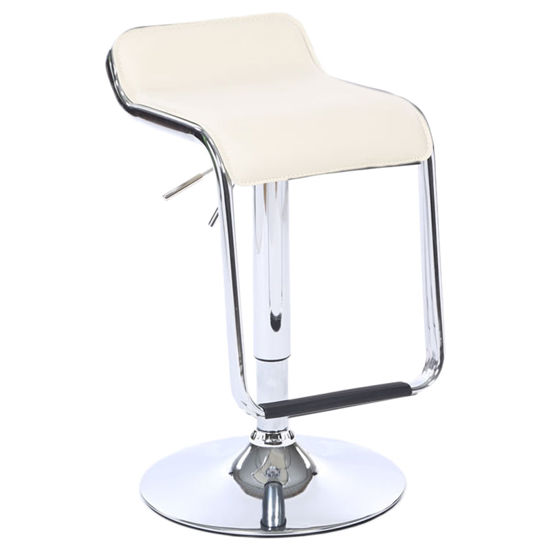 Modern Backrest Liftable Stool Steel Cashier Bar Stool with Leather Cushion and Pedal Off-White 1 Piece Clearhalo 'Bar Furniture' 'Bar Stools' 'bar_stools' 'furn' 'furn_bar_stools' 'Furniture' 'Kitchen & Dining Furniture' 5278175