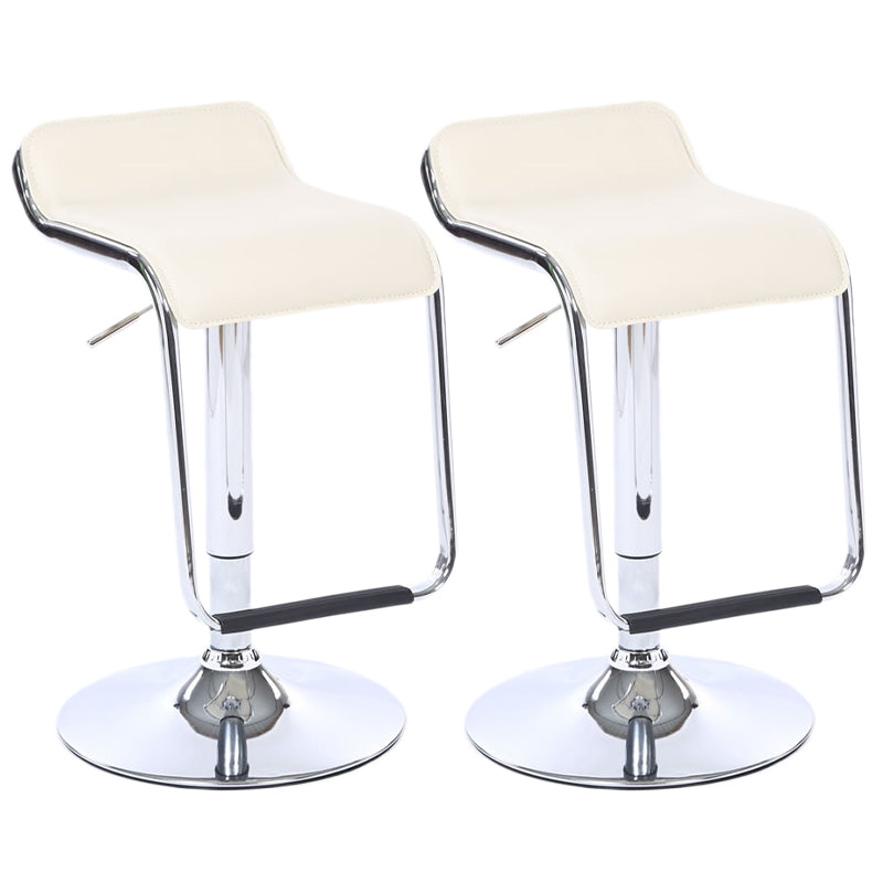 Modern Backrest Liftable Stool Steel Cashier Bar Stool with Leather Cushion and Pedal Off-White 2 Piece Set Clearhalo 'Bar Furniture' 'Bar Stools' 'bar_stools' 'furn' 'furn_bar_stools' 'Furniture' 'Kitchen & Dining Furniture' 5278176