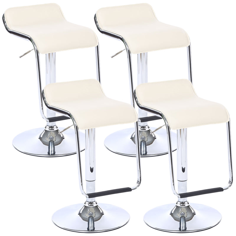 Modern Backrest Liftable Stool Steel Cashier Bar Stool with Leather Cushion and Pedal Off-White 4 Piece Set Clearhalo 'Bar Furniture' 'Bar Stools' 'bar_stools' 'furn' 'furn_bar_stools' 'Furniture' 'Kitchen & Dining Furniture' 5278177