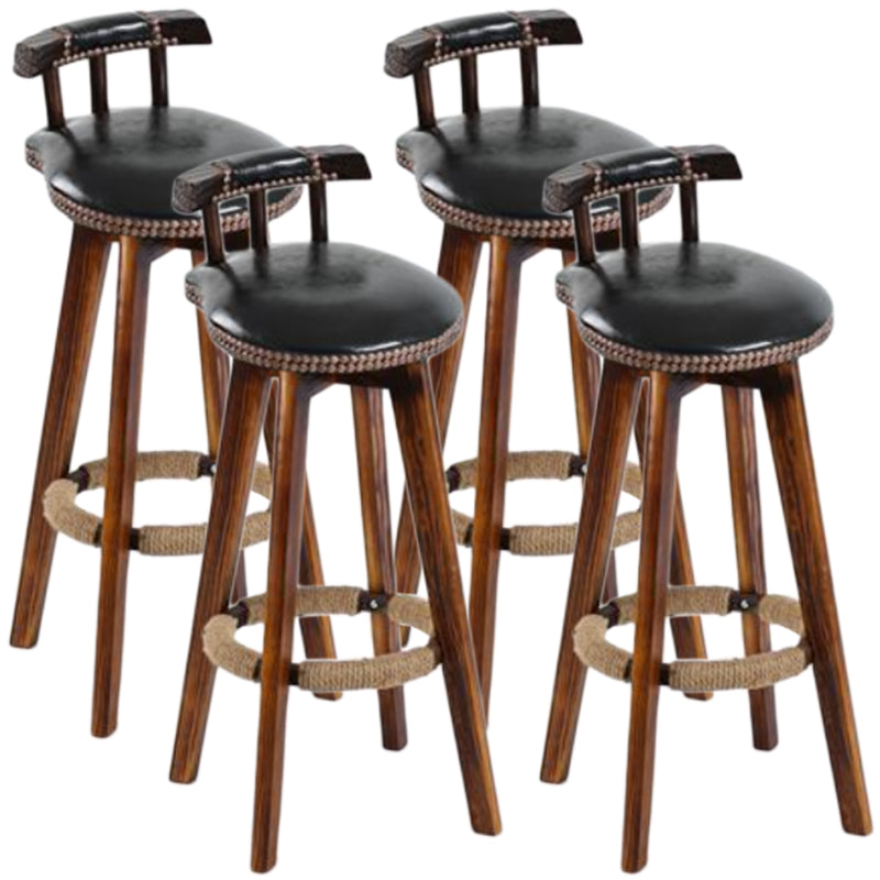 Sgabello da bancone senza braccioli con schienale tradizionale Sgabello da bar per uso domestico in legno con cuscino in pelle