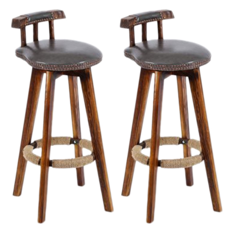Sgabello da bancone senza braccioli con schienale tradizionale Sgabello da bar per uso domestico in legno con cuscino in pelle