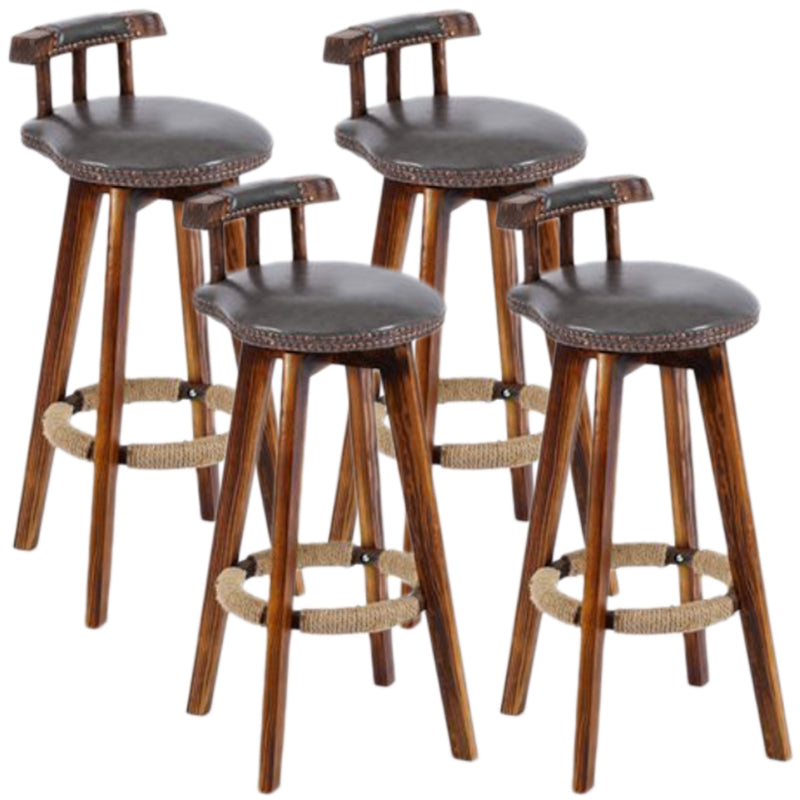 Sgabello da bancone senza braccioli con schienale tradizionale Sgabello da bar per uso domestico in legno con cuscino in pelle