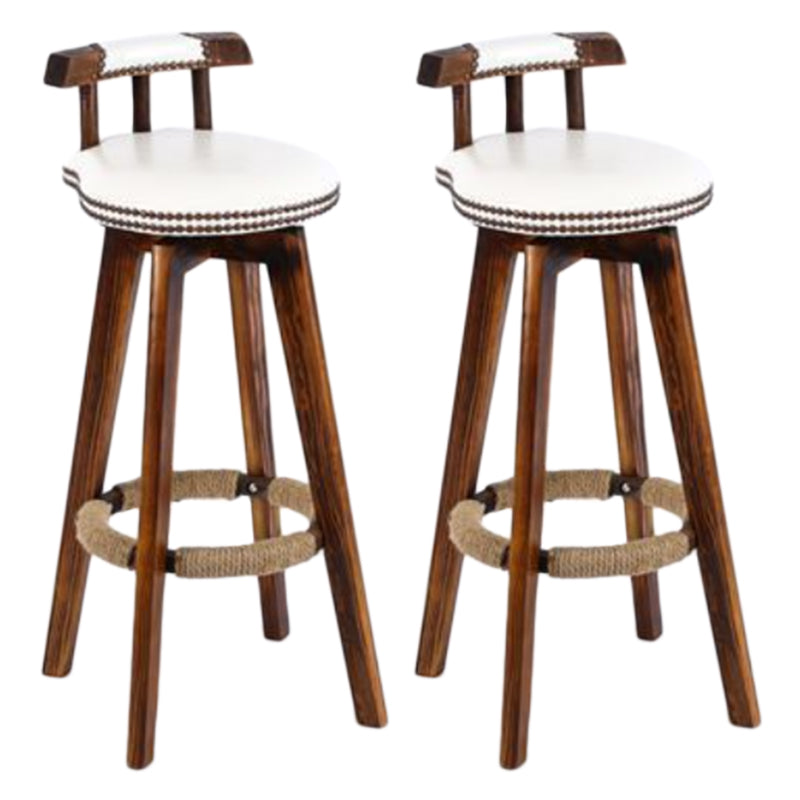 Sgabello da bancone senza braccioli con schienale tradizionale Sgabello da bar per uso domestico in legno con cuscino in pelle