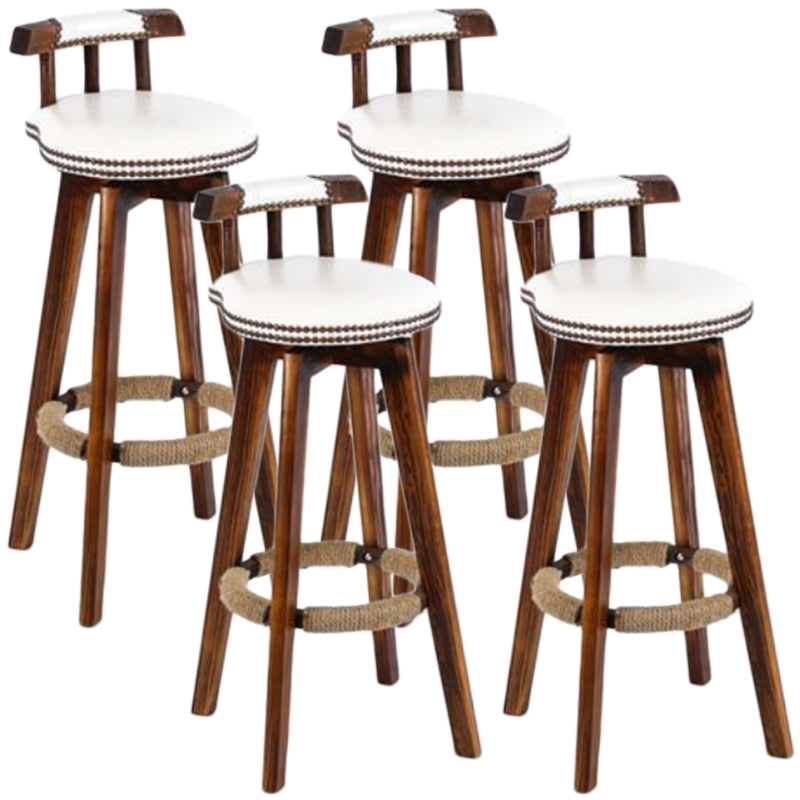 Sgabello da bancone senza braccioli con schienale tradizionale Sgabello da bar per uso domestico in legno con cuscino in pelle