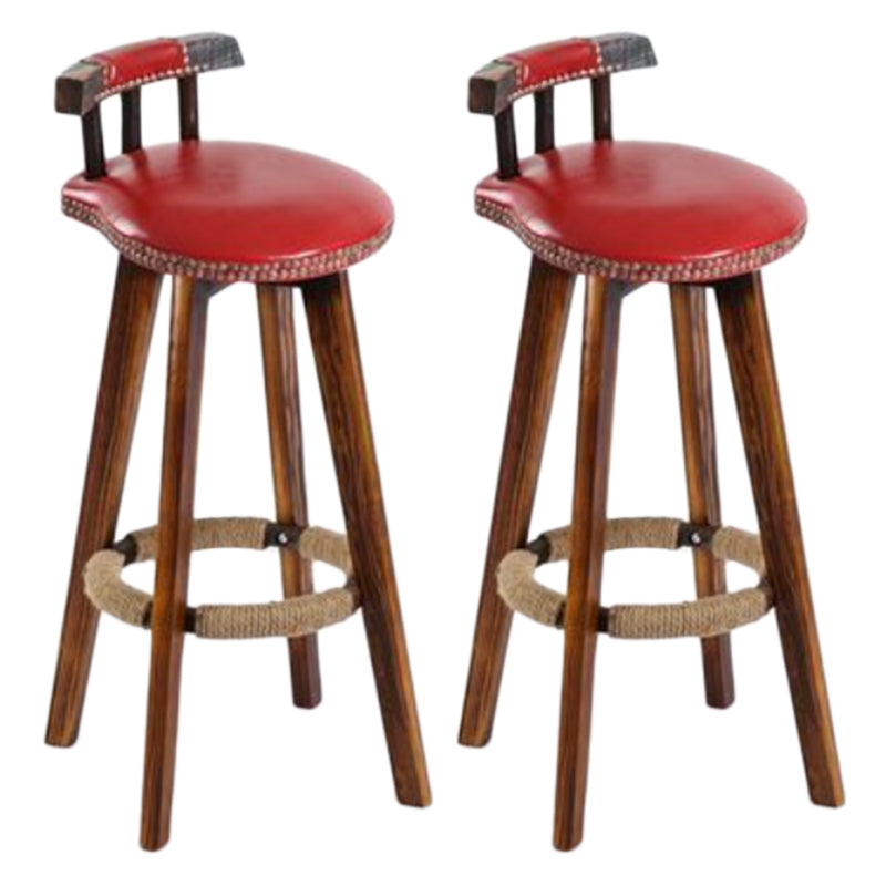 Sgabello da bancone senza braccioli con schienale tradizionale Sgabello da bar per uso domestico in legno con cuscino in pelle