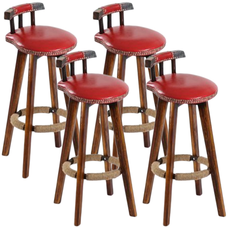 Sgabello da bancone senza braccioli con schienale tradizionale Sgabello da bar per uso domestico in legno con cuscino in pelle