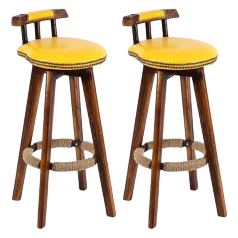 Sgabello da bancone senza braccioli con schienale tradizionale Sgabello da bar per uso domestico in legno con cuscino in pelle