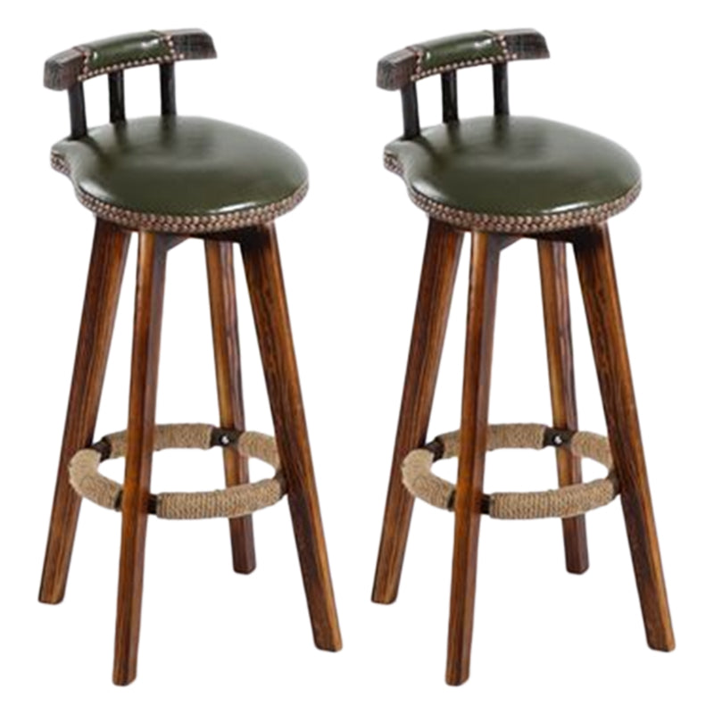 Sgabello da bancone senza braccioli con schienale tradizionale Sgabello da bar per uso domestico in legno con cuscino in pelle