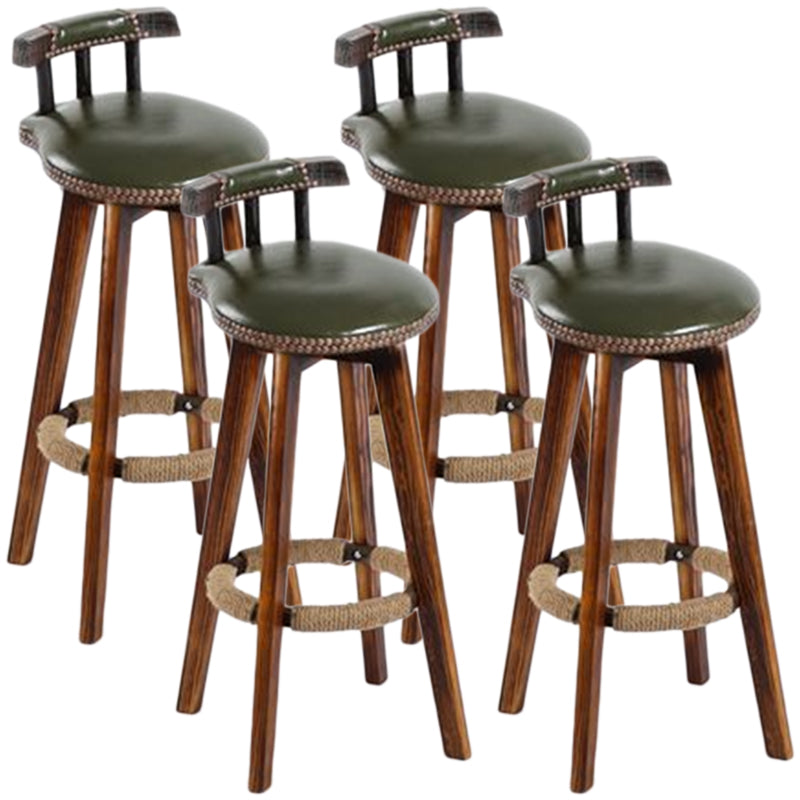 Sgabello da bancone senza braccioli con schienale tradizionale Sgabello da bar per uso domestico in legno con cuscino in pelle