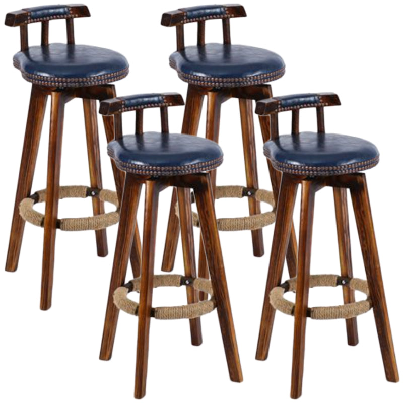 Sgabello da bancone senza braccioli con schienale tradizionale Sgabello da bar per uso domestico in legno con cuscino in pelle