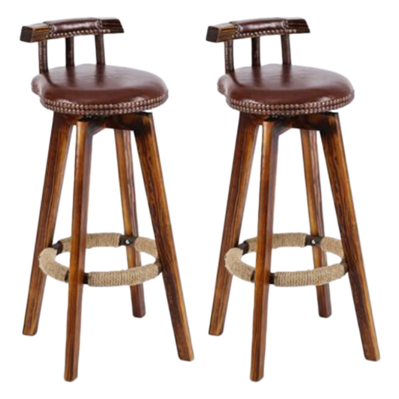 Sgabello da bancone senza braccioli con schienale tradizionale Sgabello da bar per uso domestico in legno con cuscino in pelle