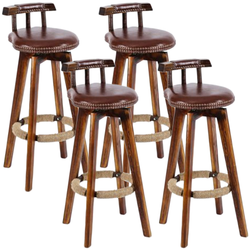 Sgabello da bancone senza braccioli con schienale tradizionale Sgabello da bar per uso domestico in legno con cuscino in pelle