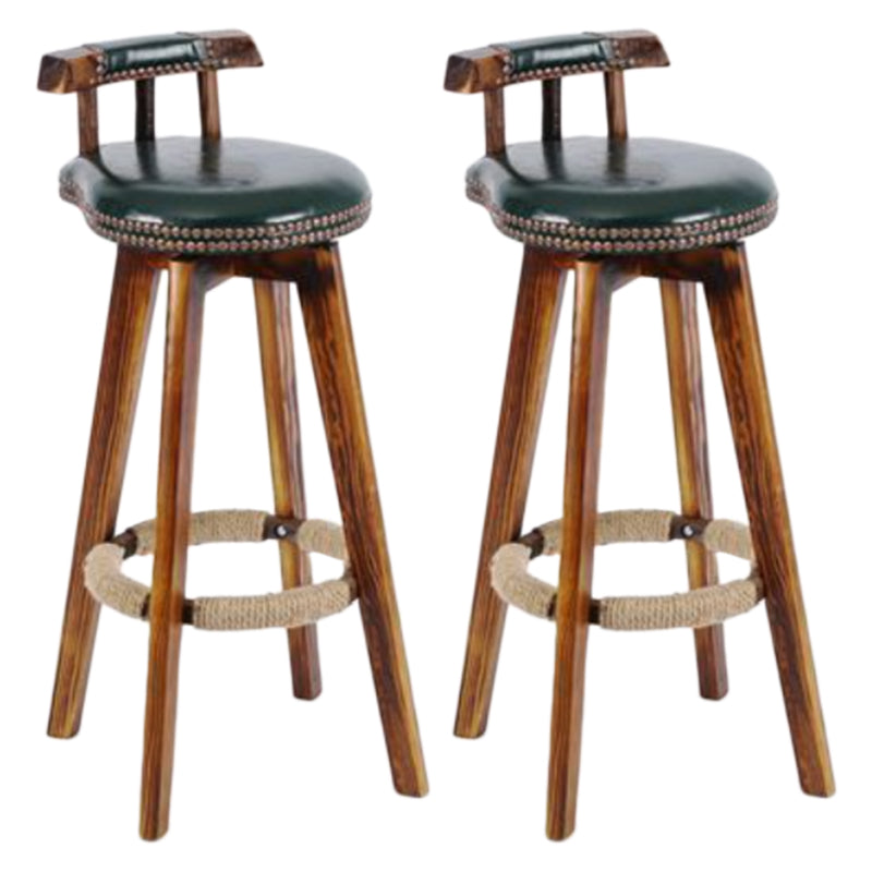 Sgabello da bancone senza braccioli con schienale tradizionale Sgabello da bar per uso domestico in legno con cuscino in pelle