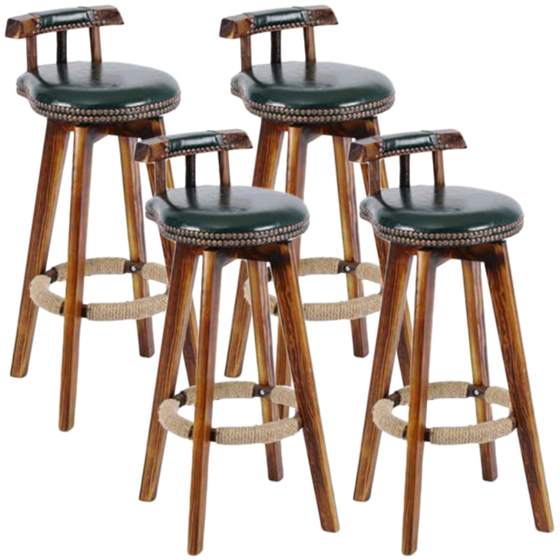 Sgabello da bancone senza braccioli con schienale tradizionale Sgabello da bar per uso domestico in legno con cuscino in pelle