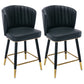 Scandinavian Footrest Checkout Counter Stool Matte Finish PU Leather Barstool Black 2 Piece Set Short Stool(22"H) Clearhalo 'Bar Furniture' 'Bar Stools' 'bar_stools' 'furn' 'furn_bar_stools' 'Furniture' 'Kitchen & Dining Furniture' 5278345