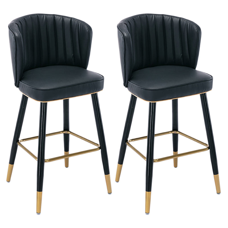 Scandinavian Footrest Checkout Counter Stool Matte Finish PU Leather Barstool Black 2 Piece Set Counter Stool(26"H) Clearhalo 'Bar Furniture' 'Bar Stools' 'bar_stools' 'furn' 'furn_bar_stools' 'Furniture' 'Kitchen & Dining Furniture' 5278347
