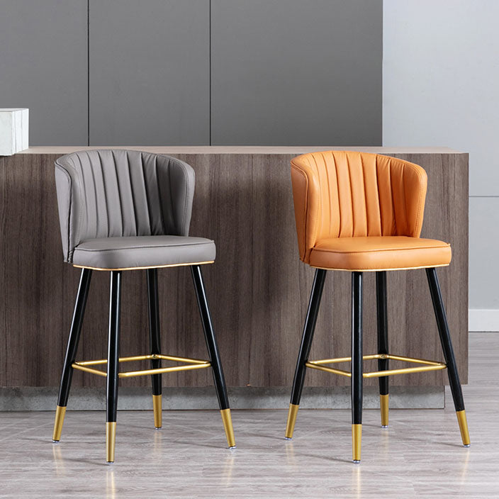 Scandinavian Footrest Checkout Counter Stool Matte Finish PU Leather Barstool Clearhalo 'Bar Furniture' 'Bar Stools' 'bar_stools' 'furn' 'furn_bar_stools' 'Furniture' 'Kitchen & Dining Furniture' 5278348