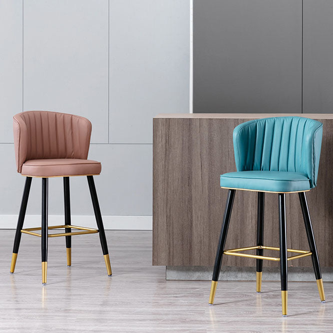 Scandinavian Footrest Checkout Counter Stool Matte Finish PU Leather Barstool Clearhalo 'Bar Furniture' 'Bar Stools' 'bar_stools' 'furn' 'furn_bar_stools' 'Furniture' 'Kitchen & Dining Furniture' 5278350