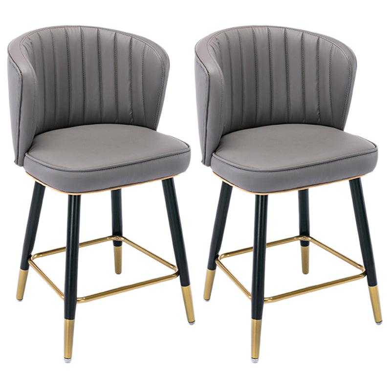 Scandinavian Footrest Checkout Counter Stool Matte Finish PU Leather Barstool Dark Gray 2 Piece Set Short Stool(22"H) Clearhalo 'Bar Furniture' 'Bar Stools' 'bar_stools' 'furn' 'furn_bar_stools' 'Furniture' 'Kitchen & Dining Furniture' 5278351
