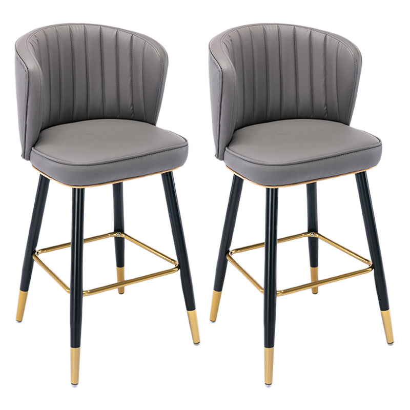 Scandinavian Footrest Checkout Counter Stool Matte Finish PU Leather Barstool Dark Gray 2 Piece Set Counter Stool(26"H) Clearhalo 'Bar Furniture' 'Bar Stools' 'bar_stools' 'furn' 'furn_bar_stools' 'Furniture' 'Kitchen & Dining Furniture' 5278353