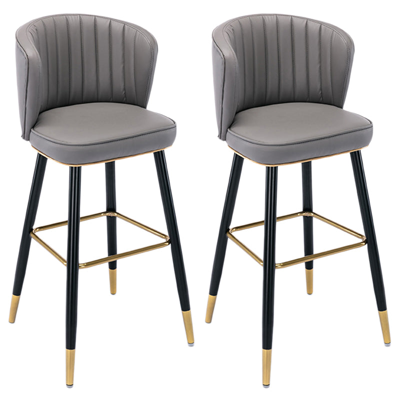 Scandinavian Footrest Checkout Counter Stool Matte Finish PU Leather Barstool Dark Gray 2 Piece Set Bar Stool(30"H) Clearhalo 'Bar Furniture' 'Bar Stools' 'bar_stools' 'furn' 'furn_bar_stools' 'Furniture' 'Kitchen & Dining Furniture' 5278354