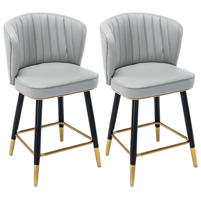 Scandinavian Footrest Checkout Counter Stool Matte Finish PU Leather Barstool Light Gray 2 Piece Set Short Stool(22"H) Clearhalo 'Bar Furniture' 'Bar Stools' 'bar_stools' 'furn' 'furn_bar_stools' 'Furniture' 'Kitchen & Dining Furniture' 5278357