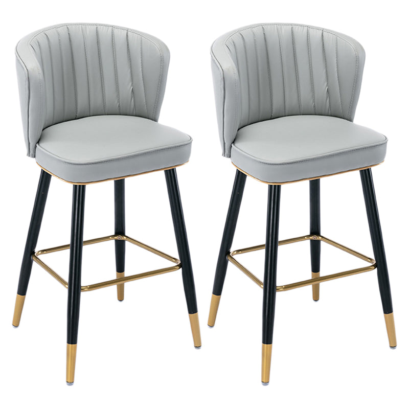Scandinavian Footrest Checkout Counter Stool Matte Finish PU Leather Barstool Light Gray 2 Piece Set Counter Stool(26"H) Clearhalo 'Bar Furniture' 'Bar Stools' 'bar_stools' 'furn' 'furn_bar_stools' 'Furniture' 'Kitchen & Dining Furniture' 5278359