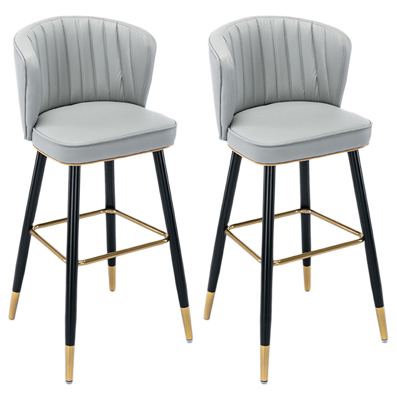 Scandinavian Footrest Checkout Counter Stool Matte Finish PU Leather Barstool Light Gray 2 Piece Set Bar Stool(30"H) Clearhalo 'Bar Furniture' 'Bar Stools' 'bar_stools' 'furn' 'furn_bar_stools' 'Furniture' 'Kitchen & Dining Furniture' 5278361
