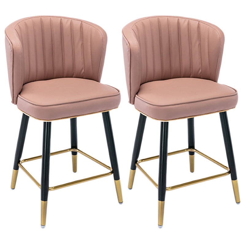 Scandinavian Footrest Checkout Counter Stool Matte Finish PU Leather Barstool Pink 2 Piece Set Short Stool(22"H) Clearhalo 'Bar Furniture' 'Bar Stools' 'bar_stools' 'furn' 'furn_bar_stools' 'Furniture' 'Kitchen & Dining Furniture' 5278362