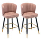 Scandinavian Footrest Checkout Counter Stool Matte Finish PU Leather Barstool Pink 2 Piece Set Counter Stool(26"H) Clearhalo 'Bar Furniture' 'Bar Stools' 'bar_stools' 'furn' 'furn_bar_stools' 'Furniture' 'Kitchen & Dining Furniture' 5278365
