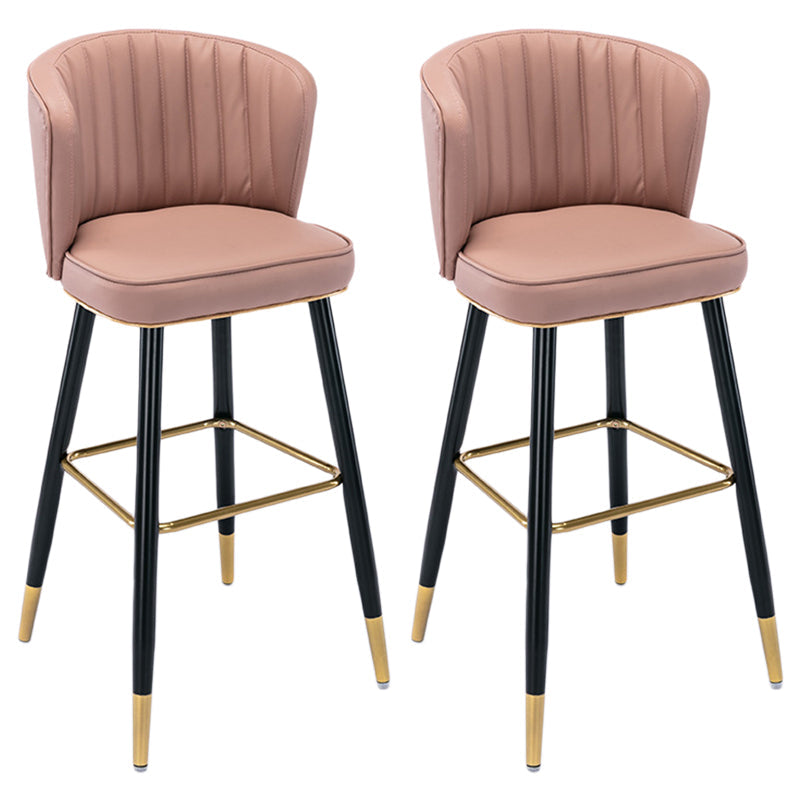 Scandinavian Footrest Checkout Counter Stool Matte Finish PU Leather Barstool Pink 2 Piece Set Bar Stool(30"H) Clearhalo 'Bar Furniture' 'Bar Stools' 'bar_stools' 'furn' 'furn_bar_stools' 'Furniture' 'Kitchen & Dining Furniture' 5278366