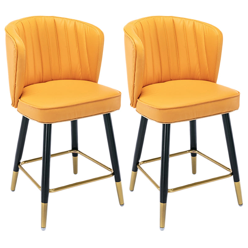 Scandinavian Footrest Checkout Counter Stool Matte Finish PU Leather Barstool Orange 2 Piece Set Short Stool(22"H) Clearhalo 'Bar Furniture' 'Bar Stools' 'bar_stools' 'furn' 'furn_bar_stools' 'Furniture' 'Kitchen & Dining Furniture' 5278368