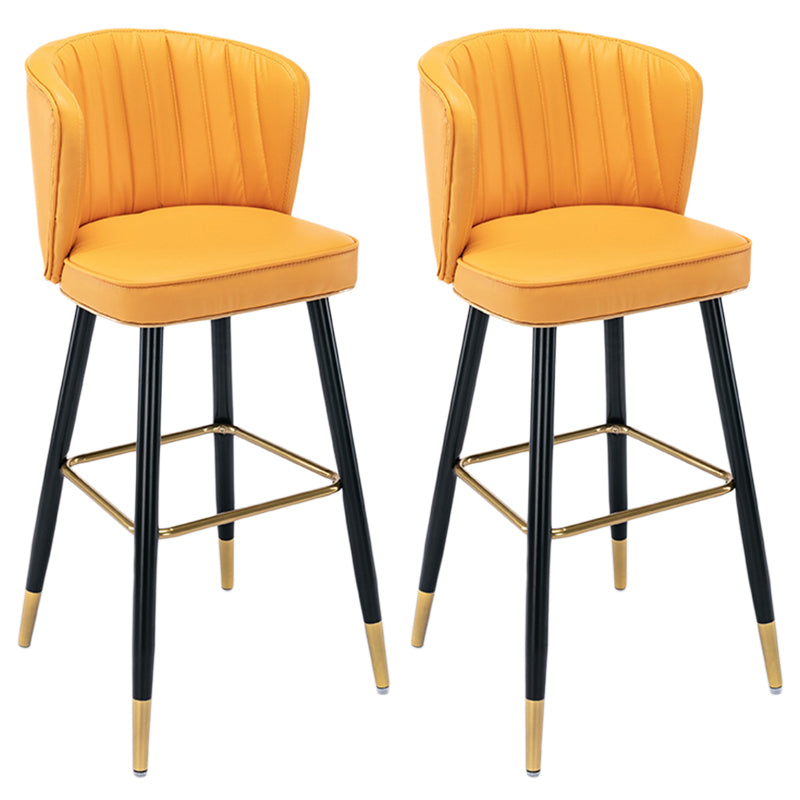 Scandinavian Footrest Checkout Counter Stool Matte Finish PU Leather Barstool Orange 2 Piece Set Bar Stool(30"H) Clearhalo 'Bar Furniture' 'Bar Stools' 'bar_stools' 'furn' 'furn_bar_stools' 'Furniture' 'Kitchen & Dining Furniture' 5278373