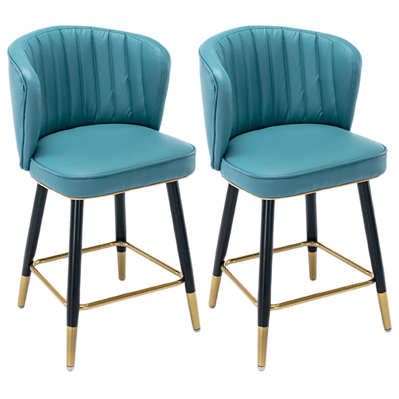 Scandinavian Footrest Checkout Counter Stool Matte Finish PU Leather Barstool Blue 2 Piece Set Short Stool(22"H) Clearhalo 'Bar Furniture' 'Bar Stools' 'bar_stools' 'furn' 'furn_bar_stools' 'Furniture' 'Kitchen & Dining Furniture' 5278374