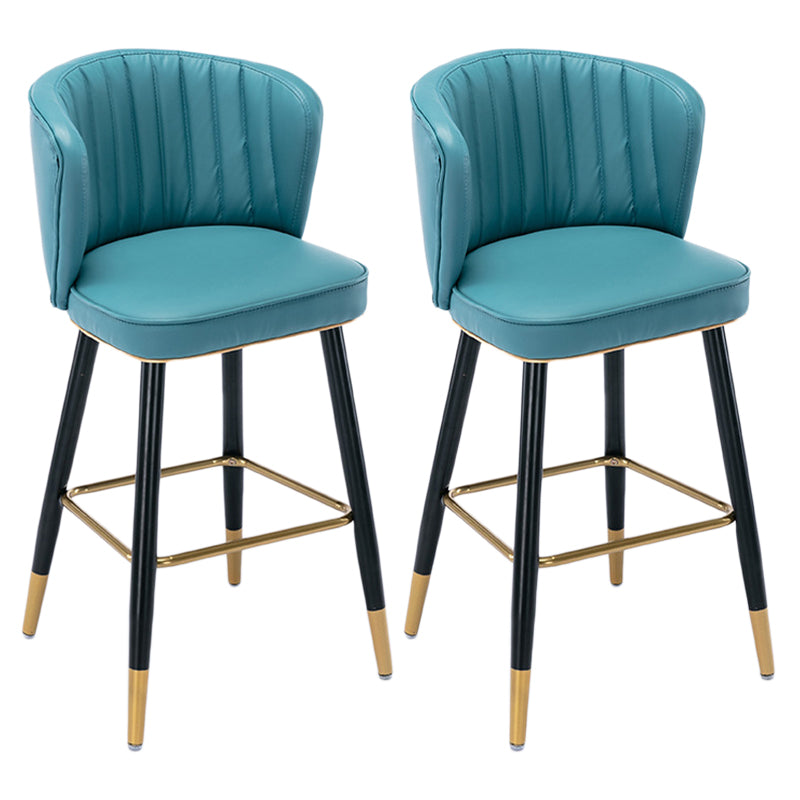 Scandinavian Footrest Checkout Counter Stool Matte Finish PU Leather Barstool Blue 2 Piece Set Counter Stool(26"H) Clearhalo 'Bar Furniture' 'Bar Stools' 'bar_stools' 'furn' 'furn_bar_stools' 'Furniture' 'Kitchen & Dining Furniture' 5278375