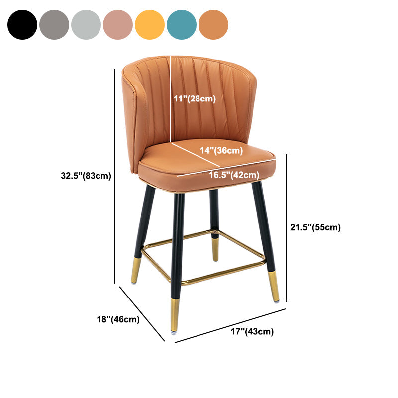 Scandinavian Footrest Checkout Counter Stool Matte Finish PU Leather Barstool Clearhalo 'Bar Furniture' 'Bar Stools' 'bar_stools' 'furn' 'furn_bar_stools' 'Furniture' 'Kitchen & Dining Furniture' 5278380