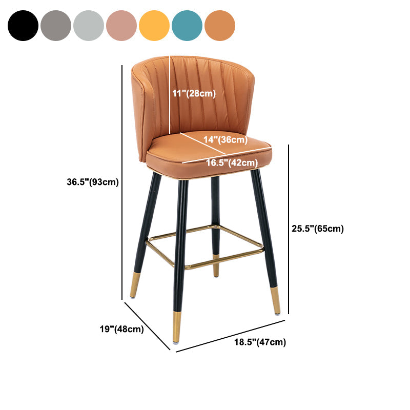 Scandinavian Footrest Checkout Counter Stool Matte Finish PU Leather Barstool Clearhalo 'Bar Furniture' 'Bar Stools' 'bar_stools' 'furn' 'furn_bar_stools' 'Furniture' 'Kitchen & Dining Furniture' 5278381