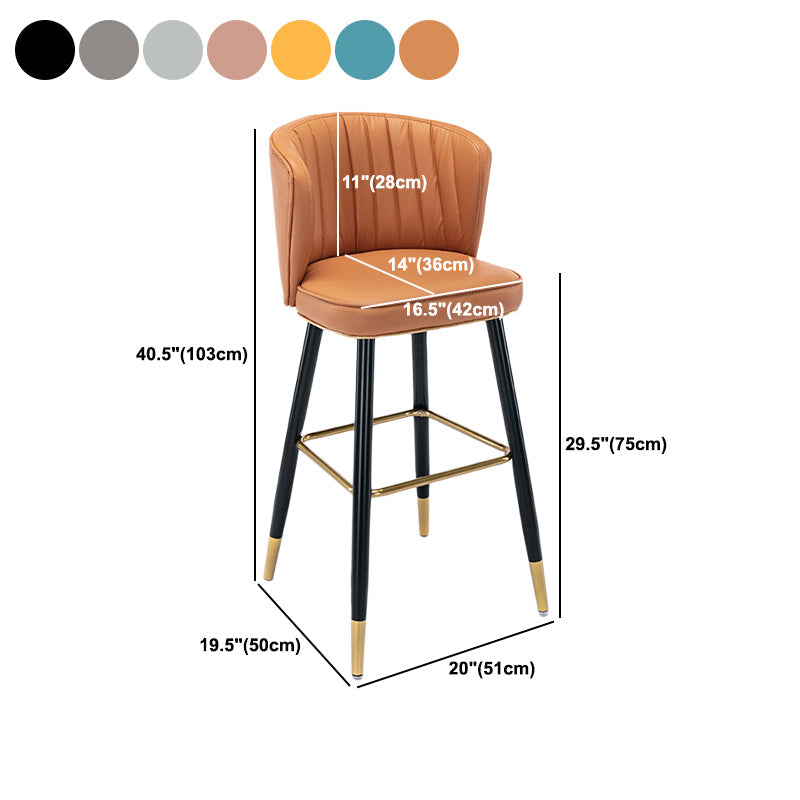 Scandinavian Footrest Checkout Counter Stool Matte Finish PU Leather Barstool Clearhalo 'Bar Furniture' 'Bar Stools' 'bar_stools' 'furn' 'furn_bar_stools' 'Furniture' 'Kitchen & Dining Furniture' 5278382