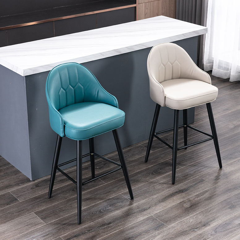 Matte Finish PU Leather Footrest Barstool Scandinavian KTV Stool