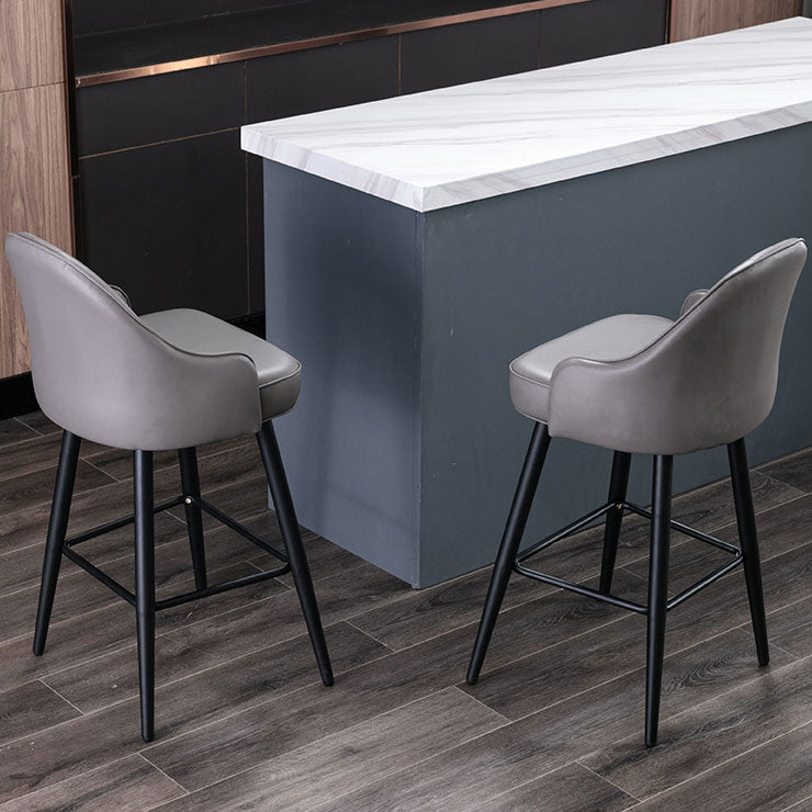 Matte Finish PU Leather Footrest Barstool Scandinavian KTV Stool