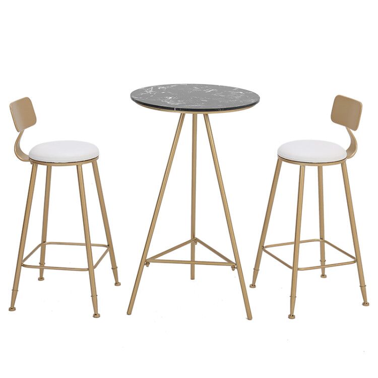 1/3 stuks glamour ijzeren staaftafel set rond bistro set met witte faux marmeren top