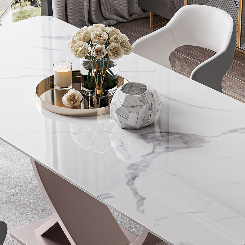 デザイナースタイルの焼結石トップダイニングセット長方形1/4/6/7ピースダイニングテーブルセット