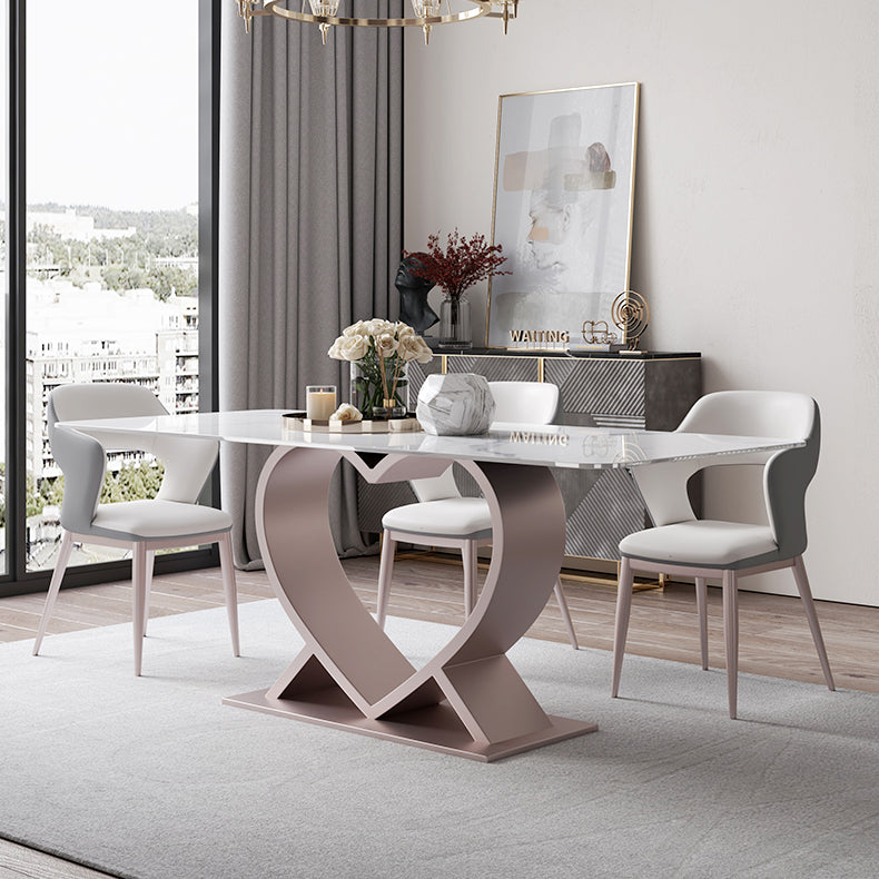 デザイナースタイルの焼結石トップダイニングセット長方形1/4/6/7ピースダイニングテーブルセット