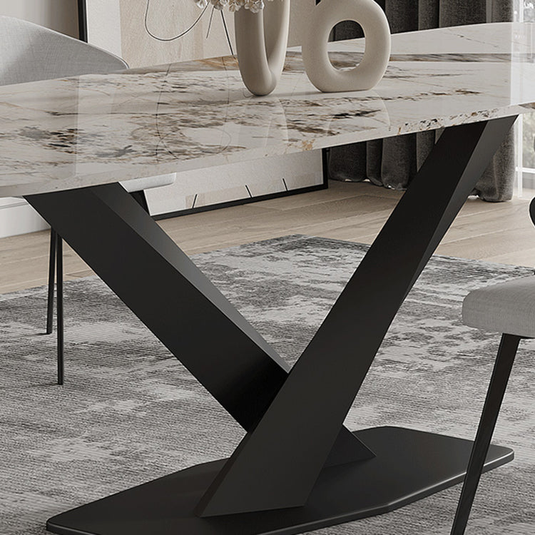 Modern Sintered Stone Top Dining Set Rectangle 1/3/4/5/7/9 Pieces Dining Room Table Set Clearhalo 'Dining Room Sets' 'Dining Tables & Seating' 'dining_room_set' 'furn' 'furn_dining_room_set' 'Furniture' 'Kitchen & Dining Furniture' 5278597
