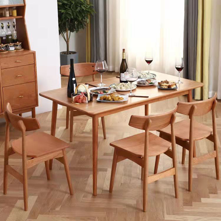 Set da pranzo moderno in legno di quercia Set da tavolo da pranzo beige rettangolare da 1/2/5 pezzi