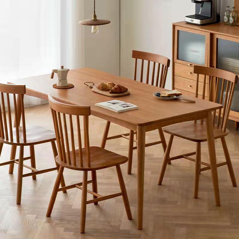Set da pranzo moderno in legno di quercia Set da tavolo da pranzo beige rettangolare da 1/2/5 pezzi