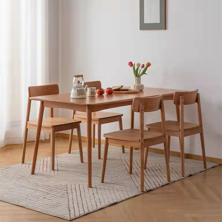Set da pranzo moderno in legno di quercia Set da tavolo da pranzo beige rettangolare da 1/2/5 pezzi