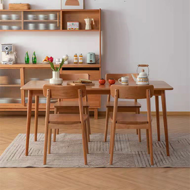 Set da pranzo moderno in legno di quercia Set da tavolo da pranzo beige rettangolare da 1/2/5 pezzi