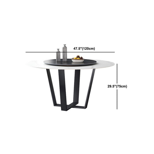 モダンなダイネットセット1/4/5/7ピース丸い石のトップダイニングテーブルセットターンテーブル